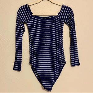 Striped Blue/White Forever21 Long-sleeve Onesie